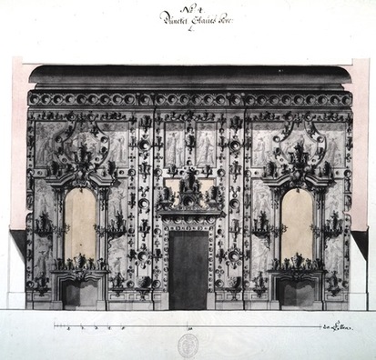 Zacharias Longuelune, Entwurf für eine Wandgestaltung der kurfürstlichen Porzellansammlung im Japanischen Palais (um 1735) Zacharias Longuelune, Entwurf für eine Wandgestaltung der kurfürstlichen Porzellansammlung im Japanischen Palais (um 1735)